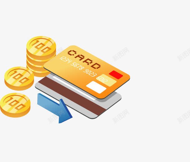 金色钱币png免抠素材_新图网 https://ixintu.com 信用卡 卡通 金币 金融 银行卡