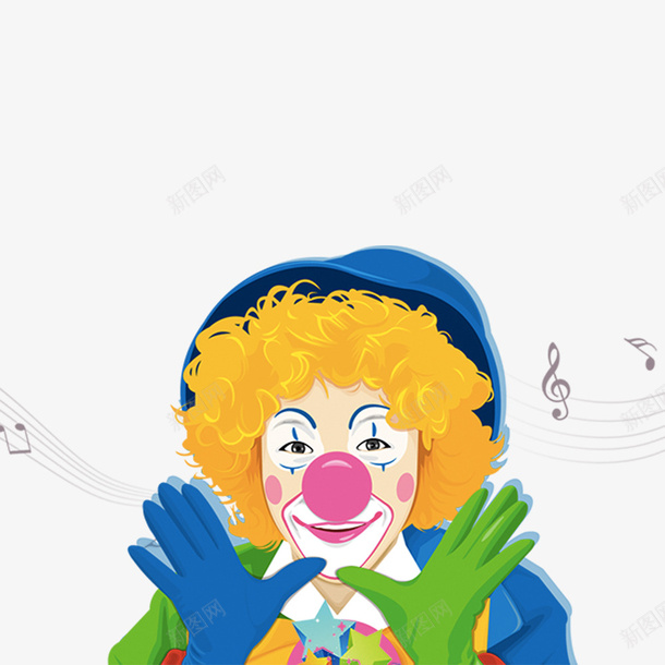 微笑唱歌的卡通小丑psd免抠素材_新图网 https://ixintu.com joker 小丑joker 微笑 愚人节 搞笑 海报设计 马戏团小丑 黄色卷发小丑