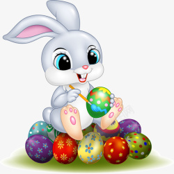 灰色卡通兔子彩蛋装饰图案矢量图素材