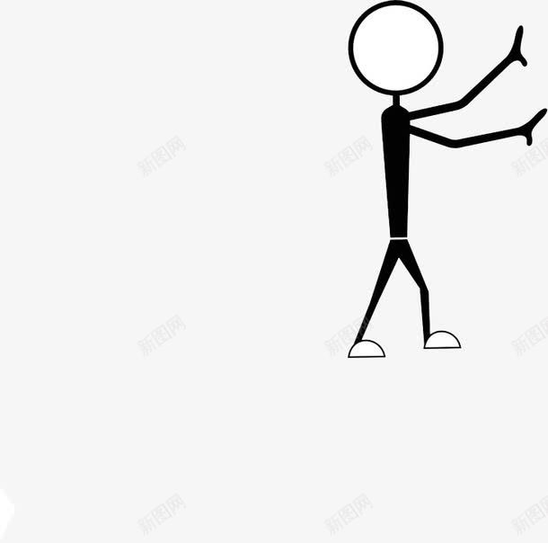 小黑人站立图png免抠素材_新图网 https://ixintu.com 伸手指的小人 可爱 女火柴人 手绘 火柴人 站立的火柴人 黑白