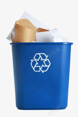 蓝简约保护环境可回收标志的垃圾素材
