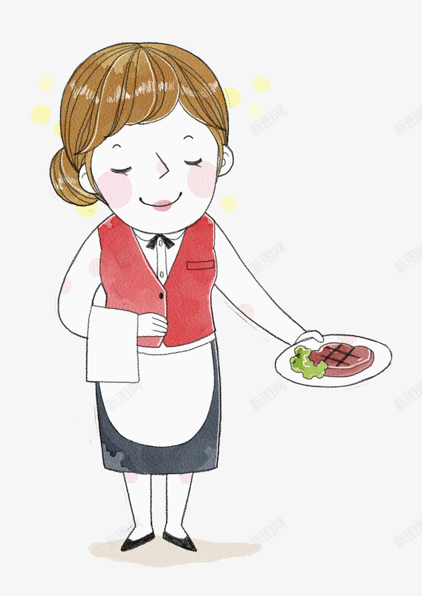 端菜盘的服务员png免抠素材_新图网 https://ixintu.com PNG素材 卡通 服务员 菜盘子