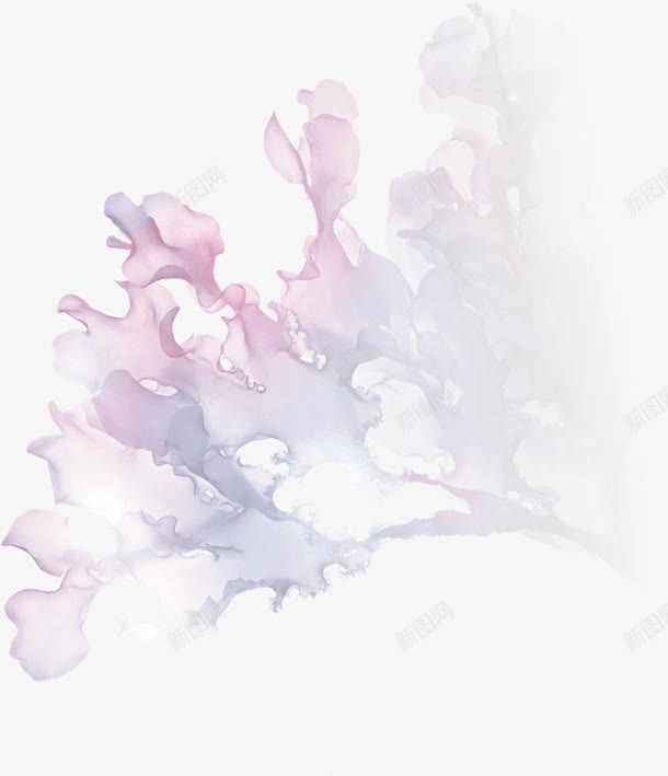 水彩墨染高级灰花状png免抠素材_新图网 https://ixintu.com 水彩 高级