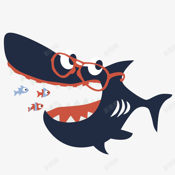 卡通鲨鱼扁平动物矢量图eps免抠素材_新图网 https://ixintu.com 动物 卡通 可爱 小鱼 尖锐 扁平 牙齿 眼镜 矢量图 鲨鱼 鲨鱼嘴 鲨鱼装 鲨鱼黑白