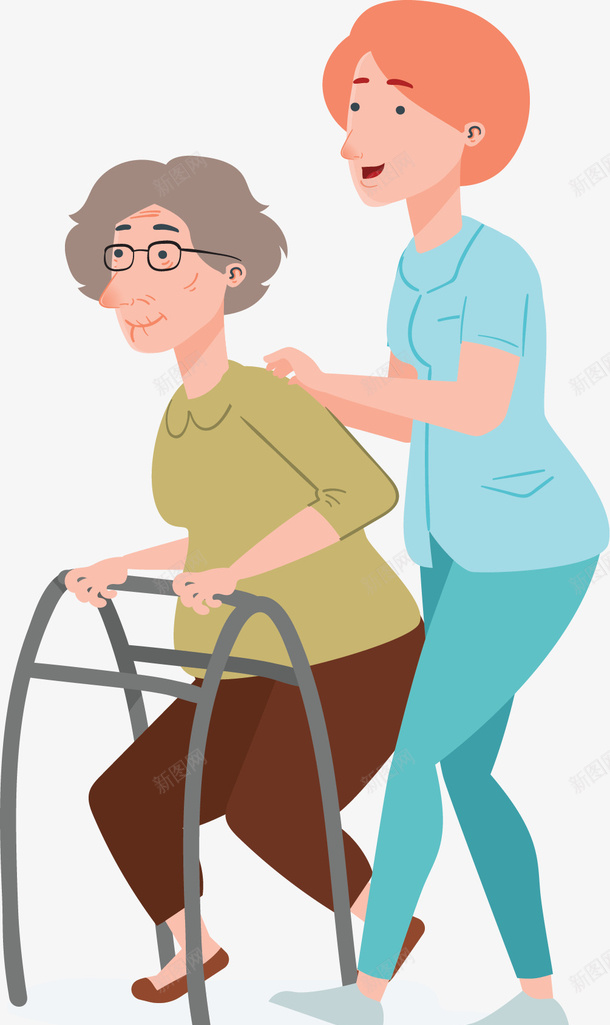 陪伴老人康复训练矢量图ai免抠素材_新图网 https://ixintu.com 医疗 医疗护理 康复训练 恢复健康 护理专员 早日康复 矢量png 矢量图 陪伴关怀 陪伴老人