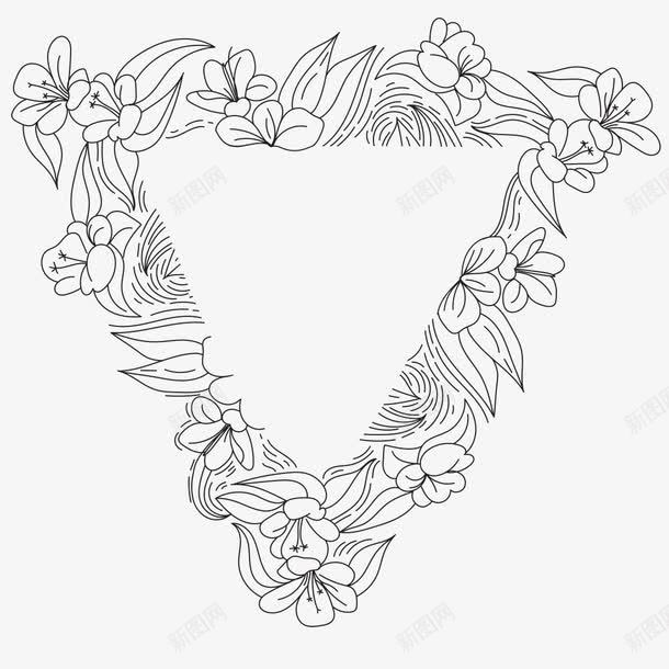 黑白线条花瓣边框