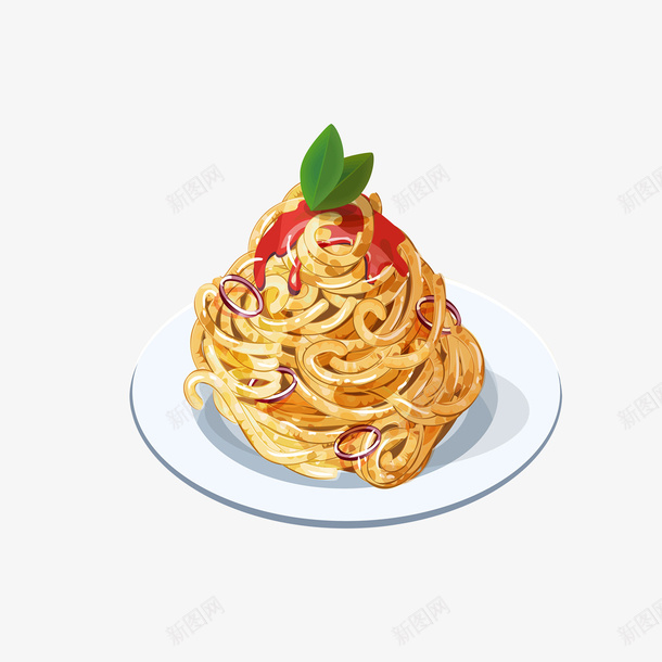 手绘意面食物摆拍png免抠素材_新图网 https://ixintu.com 卡通意面 卡通摆拍 意大利面 手绘图 番茄酱 食物摆拍