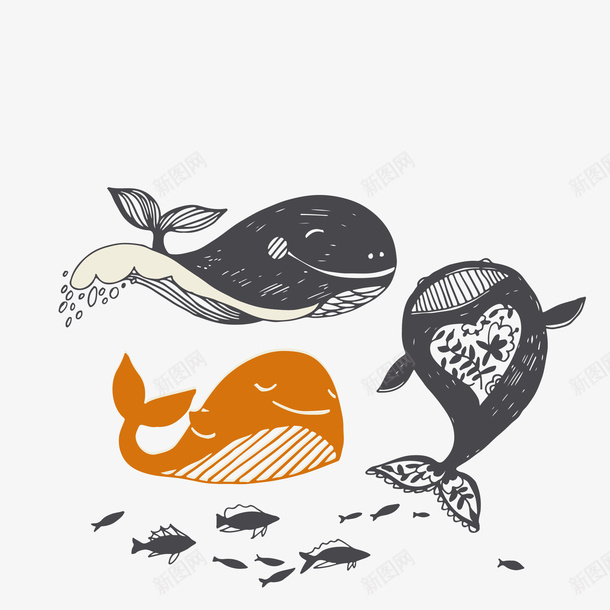 水墨简笔画鲨鱼和小鱼png免抠素材_新图网 https://ixintu.com 卡通 大海 大笑的 嫩芽 小鱼 海生动物 鲨鱼 鲨鱼黑白