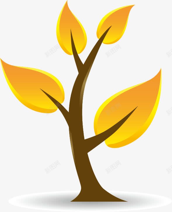卡通树木png免抠素材_新图网 https://ixintu.com 树木黄色叶片 棕色树干 植物 海报装饰 矢量素材 秋天