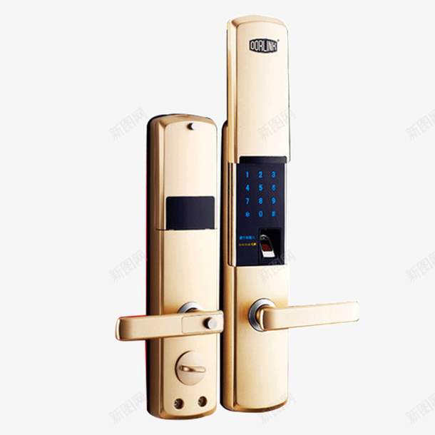黄色家用智能密码门禁锁png免抠素材_新图网 https://ixintu.com 刷卡密码锁 刷卡进入 刷卡门禁 密码锁 指纹锁 智能门禁 触屏门禁
