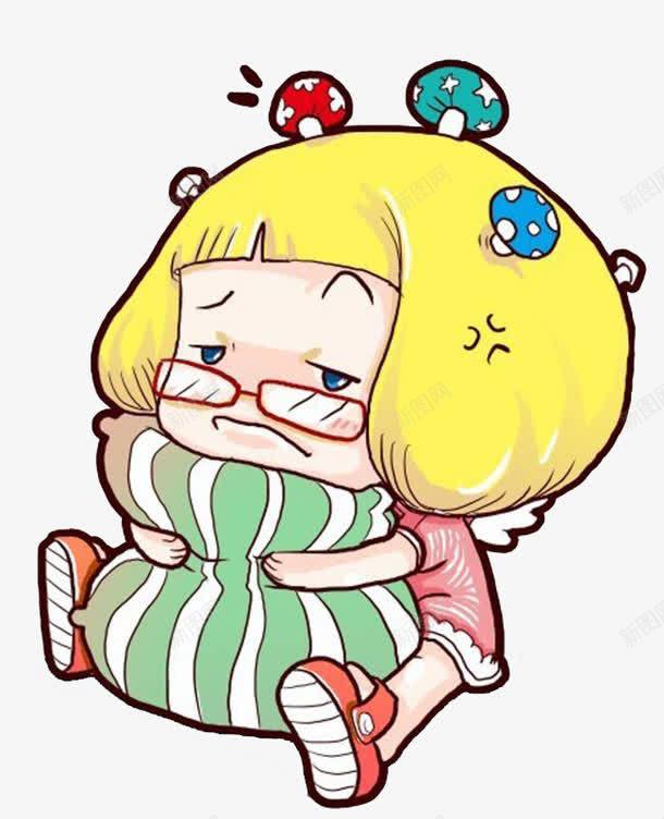 烦恼的小女孩png免抠素材_新图网 https://ixintu.com 卡通 女孩 手绘 生气 痛苦 苦恼 苦恼卡通人物 难受 难过