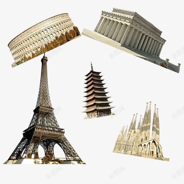 世界地标性建筑物png免抠素材_新图网 https://ixintu.com 世界 卢浮宫 建筑 铁塔