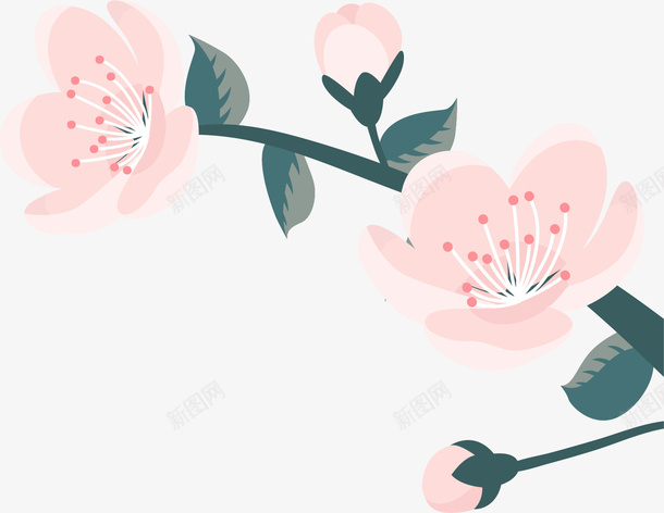 卡通手绘花卉花朵矢量图ai免抠素材_新图网 https://ixintu.com 桃花 桃花樱花 桃花盛开 梅花 粉红色桃花 腊梅 花卉花朵 矢量图