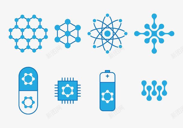 纳米技术的图标集png_新图网 https://ixintu.com 图标 科学 纳米技术 蓝色