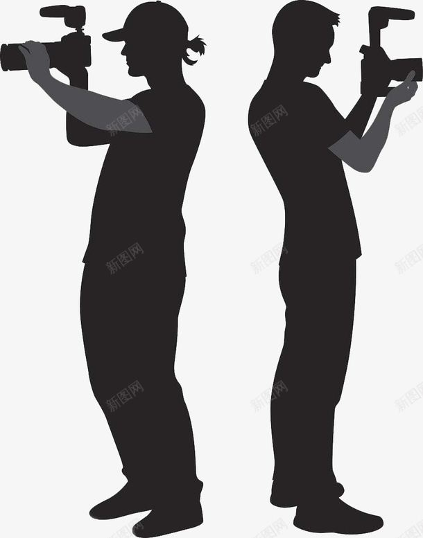 摄影师形象剪影png免抠素材_新图网 https://ixintu.com 摄像师 摄像师剪影 记者剪影 采访剪影 黑色剪影 黑色记者剪影