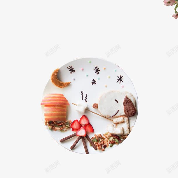 卡通造型食物png免抠素材_新图网 https://ixintu.com 五颜六色 宝宝食物 苹果 草莓 面包