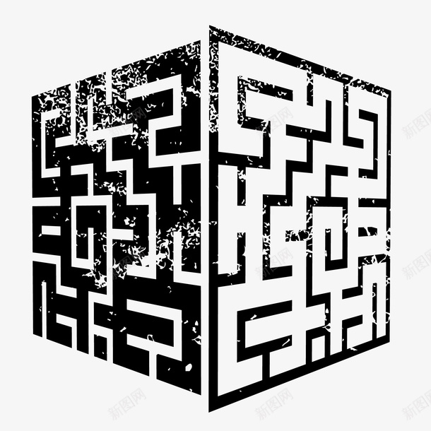 扁平黑白迷宫矢量图eps免抠素材_新图网 https://ixintu.com 免扣PNG 扁平 游戏 质感 迷宫 黑白 矢量图