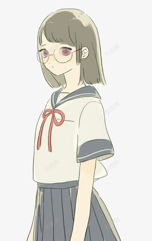 高中生女孩子png免抠素材_新图网 https://ixintu.com 制服 女孩 眼鏡 高中
