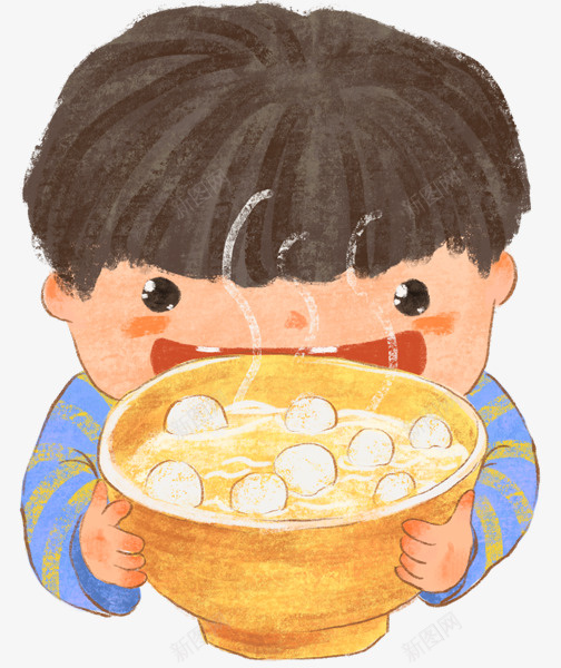 卡通可爱插画吃汤圆的小孩子png免抠素材_新图网 https://ixintu.com 元宵 卡通 可爱 吃汤圆 小孩子 插画 热气腾腾