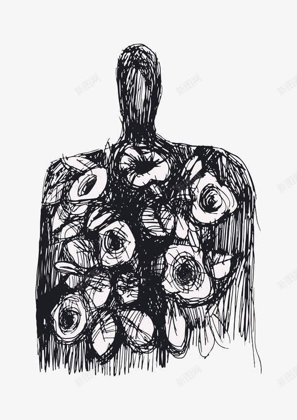 素描人体png免抠素材_新图网 https://ixintu.com 人体 圈圈 手绘 抽象 杂乱 素描 艺术 铅笔速写 黑白