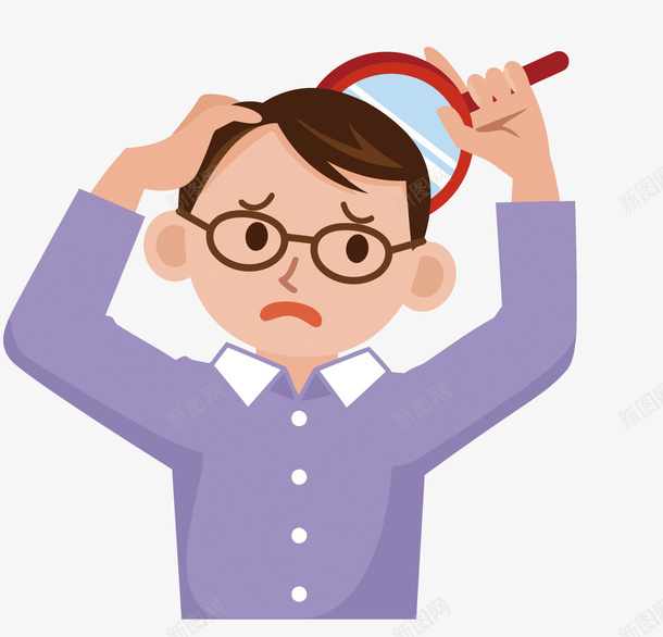 脱发烦恼的中年人png免抠素材_新图网 https://ixintu.com 中年人PNG矢量图 中年人免扣PNG图 卡通 手绘 掉发 掉头发PNG 矢量中年人 脱发 镜子
