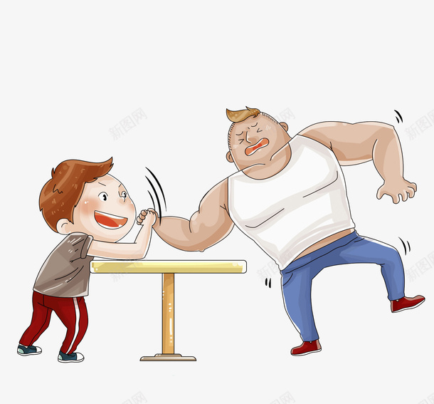 卡通扳手腕的男人png免抠素材_新图网 https://ixintu.com 力气 强壮的 扳手腕 男人 瘦小的 高大的