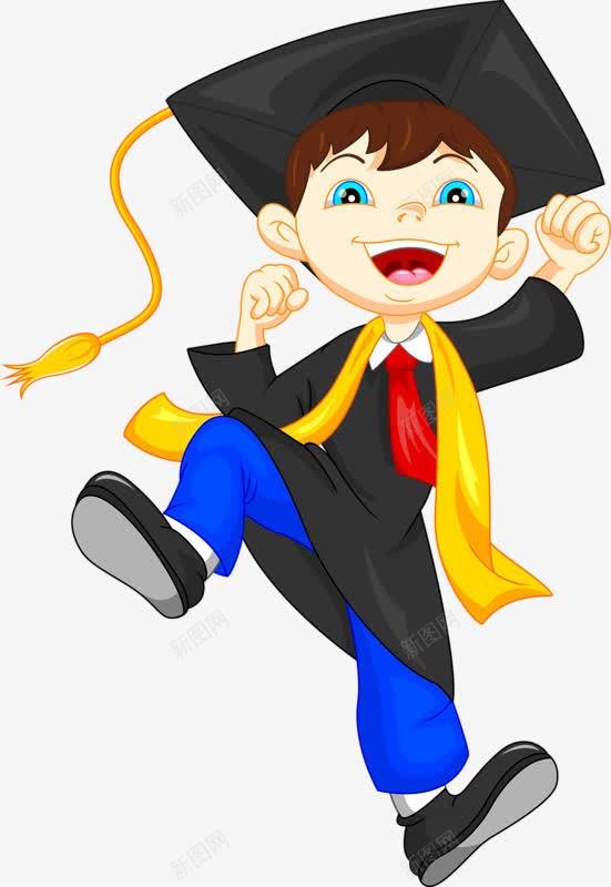 卡通男孩毕业学士博士硕士开心跳起来png免抠素材_新图网 https://ixintu.com 博士 卡通 学士 开心 毕业 男孩 硕士 跳起来
