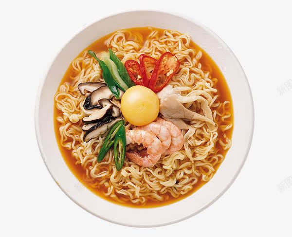 碗里的方便面料理png免抠素材_新图网 https://ixintu.com 基围虾 方便面 蛋黄 辣椒 香菇