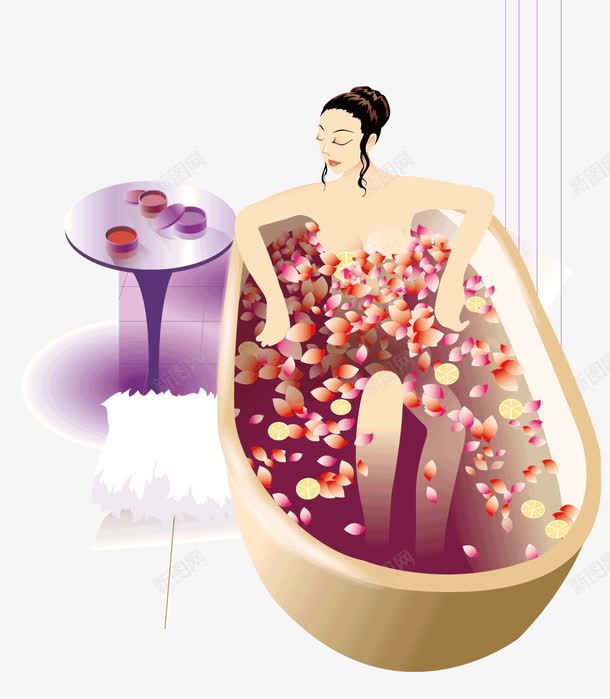 花瓣沐浴png免抠素材_新图网 https://ixintu.com 性感 沐浴 泡澡 洗澡 洗澡性感 皮肤清洁 矢量素材 美女 美女洗澡 花瓣沐浴