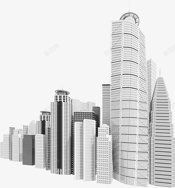 创意手绘黑白建筑大厦png免抠素材_新图网 https://ixintu.com 创意 大厦 建筑 黑白
