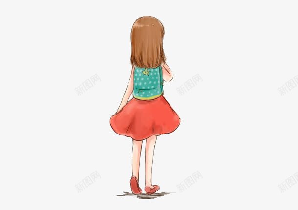 小女孩离开的背影png免抠素材_新图网 https://ixintu.com 不开心的女人 伤心 别用 卡通 可爱 心情不好 手绘 离开 离开背影 红色 难过