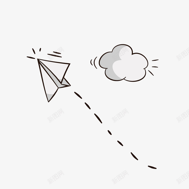 白色纸飞机云朵png免抠素材_新图网 https://ixintu.com 卡通云朵 叠纸飞机 白色云朵 纸飞机 纸飞机图案 虚线 黑白纸飞机