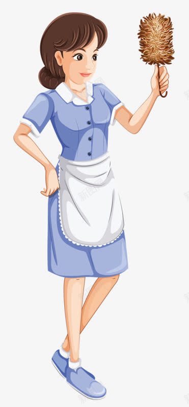 手绘保姆png免抠素材_新图网 https://ixintu.com 保姆 围巾 女孩 妈妈 鸡毛掸子