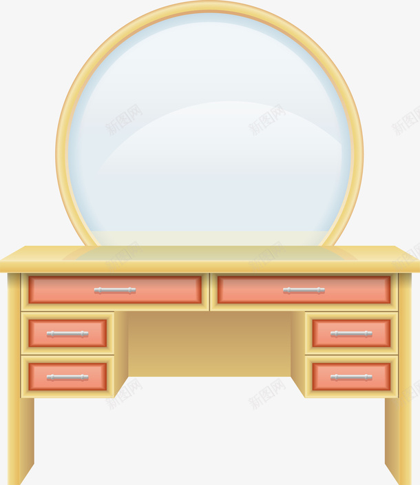 黄色卡通木质化妆柜png免抠素材_新图网 https://ixintu.com 化妆柜 实木家具 家装节 木质家具 柜子 镜子 黄色柜子
