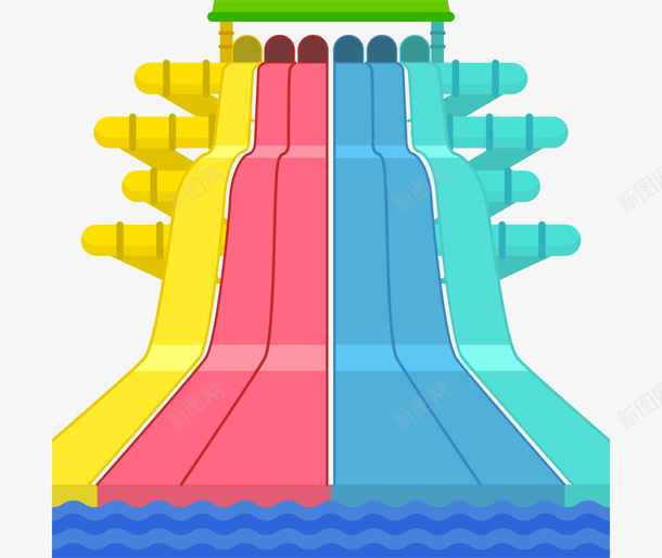 儿童节水上游乐园png免抠素材_新图网 https://ixintu.com 儿童节 水上游乐园 水上滑道 游乐园滑道 游乐园设备 游乐园设施