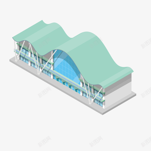 淡蓝色高级建筑png免抠素材_新图网 https://ixintu.com 创意 卡通 模型 淡蓝色 矢量建筑 立体 运输站 高端 高铁站