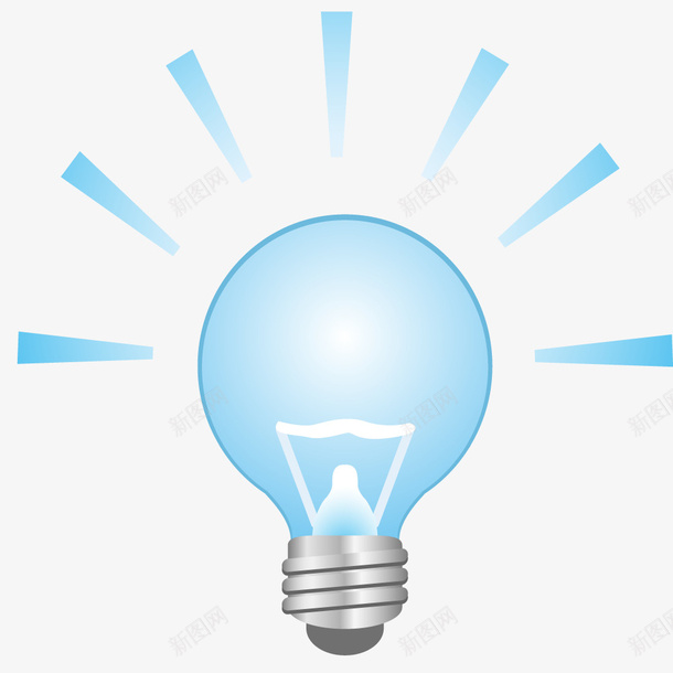 亮着的卡通蓝色灯泡png免抠素材_新图网 https://ixintu.com 光亮 卡通 手绘图 灯芯 照亮 照明 蓝色灯泡