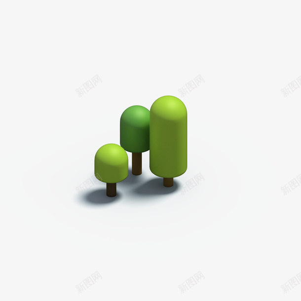 三颗可爱的树木模型png免抠素材_新图网 https://ixintu.com 创意 可爱 时尚 树木 灌木 立体 等轴3D 绿叶 高清 高端