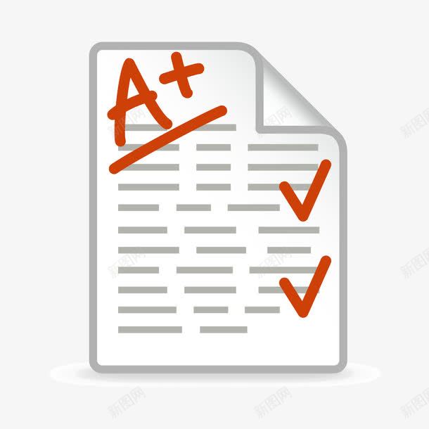考卷图标png_新图网 https://ixintu.com UI 卡通 图标 手绘 白色试卷 纸张 考试卷 考试成功 试卷