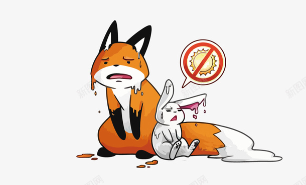 狐狸兔子矢量图eps免抠素材_新图网 https://ixintu.com 三伏天 中暑 卡通 夏天 汗流浃背 热 狐狸 矢量图