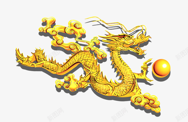 华丽的金龙图标psd_新图网 https://ixintu.com 免抠 免抠图 华丽 精致 金色 金龙 金龙图案 飞龙 龙 龙的LOGO