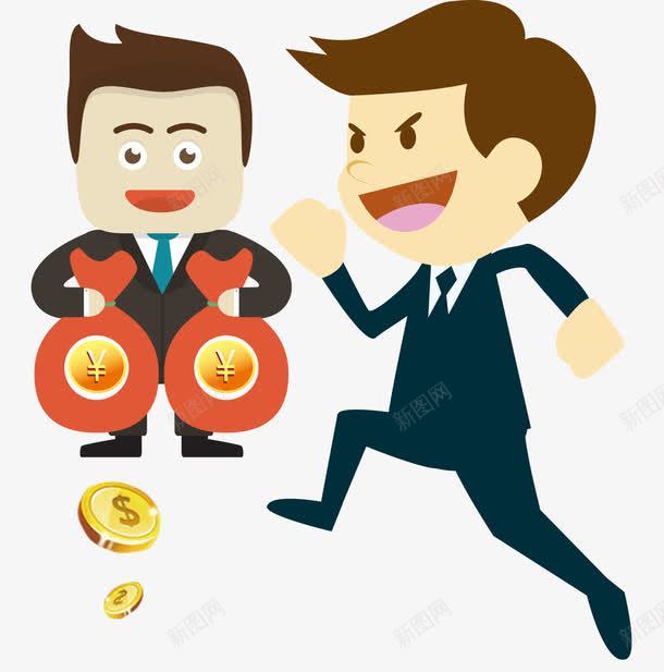 商务人群png免抠素材_新图网 https://ixintu.com 卡通 商务 白领 金币 钱袋
