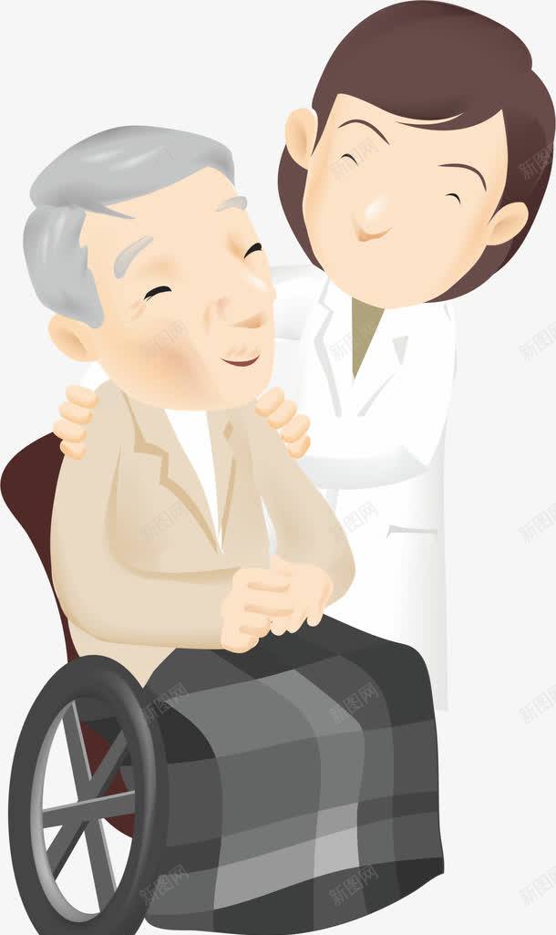 空巢老人png免抠素材_新图网 https://ixintu.com 医护人员 卡通人物 开心 空巢老人 老爷爷