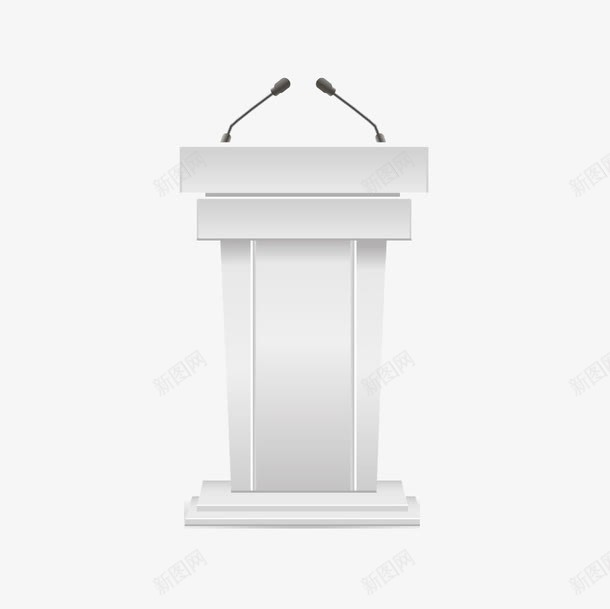 白色的演讲台png免抠素材_新图网 https://ixintu.com 演讲台 白色 话筒