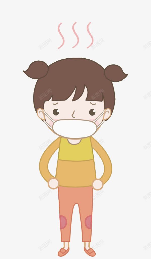 戴口罩的女孩png免抠素材_新图网 https://ixintu.com 卡通 发烧的 可爱的 小女孩 带口罩 漂亮的