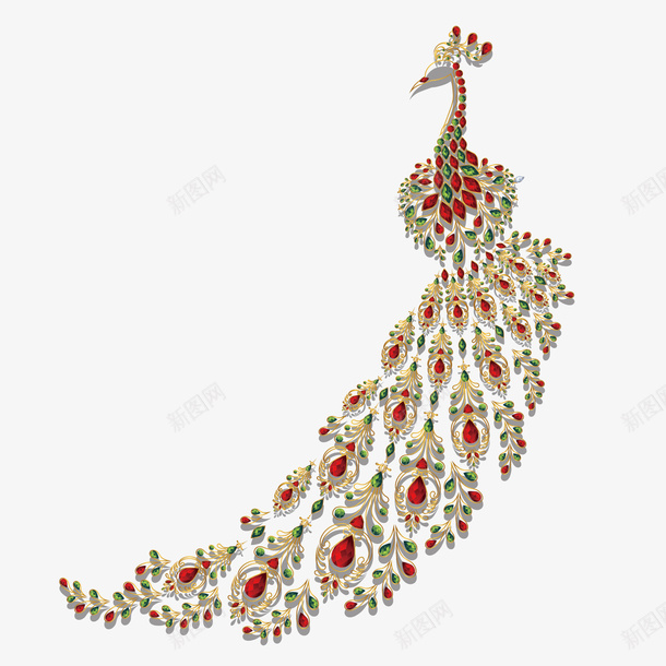 红宝石孔雀矢量图ai免抠素材_新图网 https://ixintu.com 图案 孔雀 红宝石 红宝石孔雀 装饰图案 矢量图