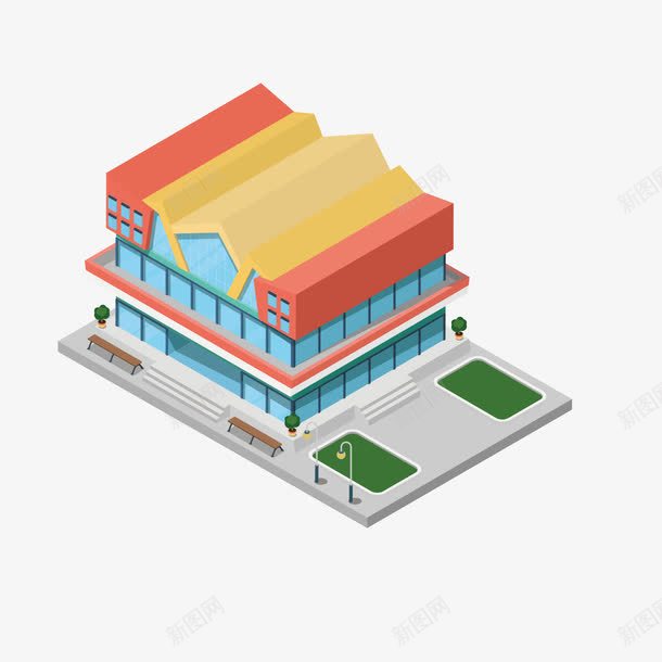 橙色博物馆png免抠素材_新图网 https://ixintu.com 博物馆 商业 层次 彩色 折叠 橙色 高楼