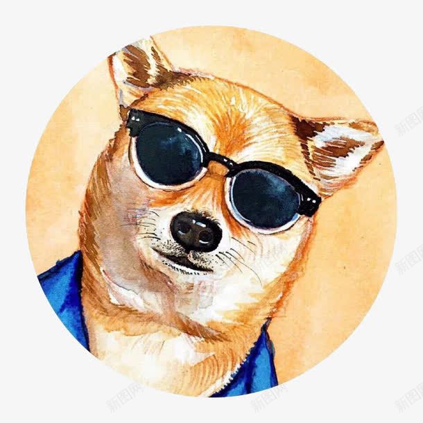 戴墨镜的柴犬png免抠素材_新图网 https://ixintu.com 动物 卡通 墨镜 手绘 柴犬