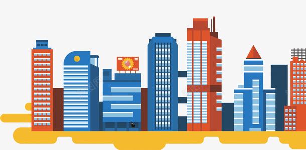 卡通版的城市场景png免抠素材_新图网 https://ixintu.com 免抠图 卡通城市 建筑物 效果图 装饰图 装饰画 高楼大厦