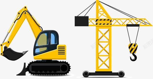 工地施工工具png免抠素材_新图网 https://ixintu.com 吊车 工具 工地 挖土机 施工